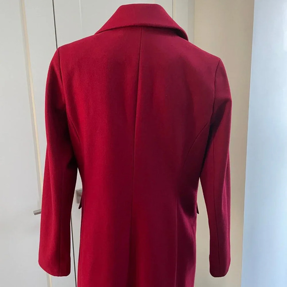 Sam Edelman Classic 2 Button Notch Collar Wool Poly Blend Lined Coat Red Sz M - Picture 7 of 16